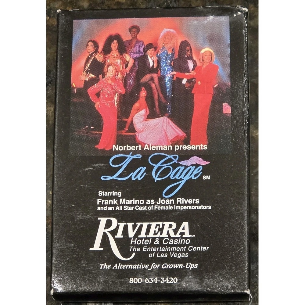 Riviera Casino Las Vegas La Cage show starring Frank Marino Playing cards